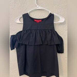 Saks Fifth Avenue Ruffled Black Top XS